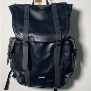 Black leather studded backpack